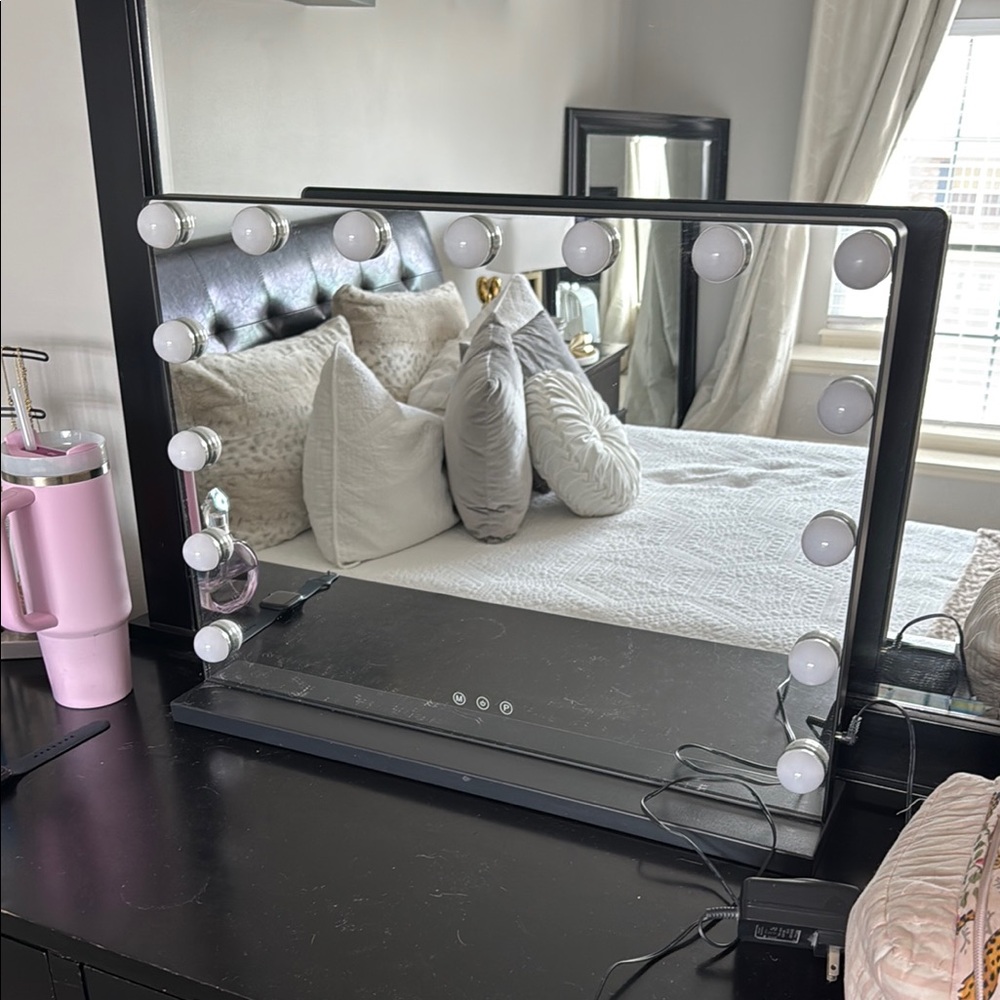 Black Vanity Mirror with LED Lights